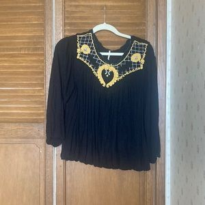 Free People Black and Yellow Top